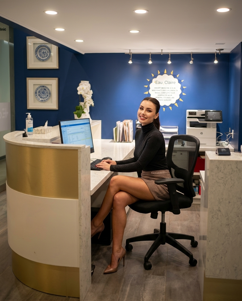 A friendly welcome at the Eau Claire Medical Clinic reception desk